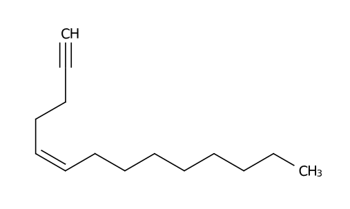(5Z)-5-Tetradecen-1-yne structural formula