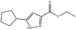 1H-Pyrazole-3-carboxylic acid, 5-cyclopentyl-, ethyl ester structural formula